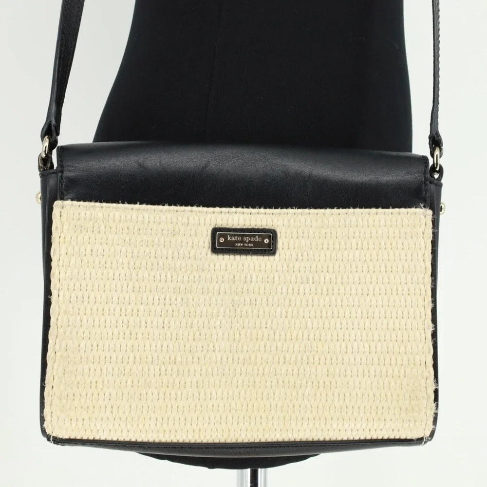 Kate Spade Holly Street Straw Rubie Leather Handbag‎ Crossbody Magnetic closure